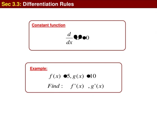 Sec 3.3: Differentiation Rules