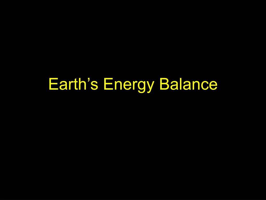 earth s energy balance
