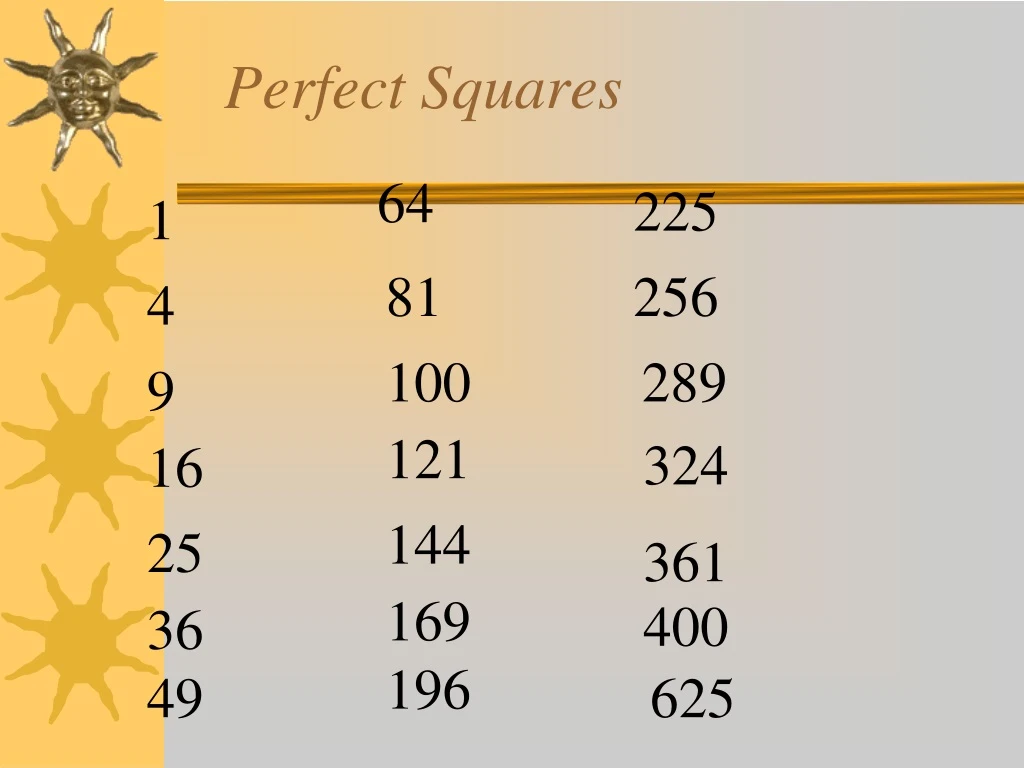 perfect squares