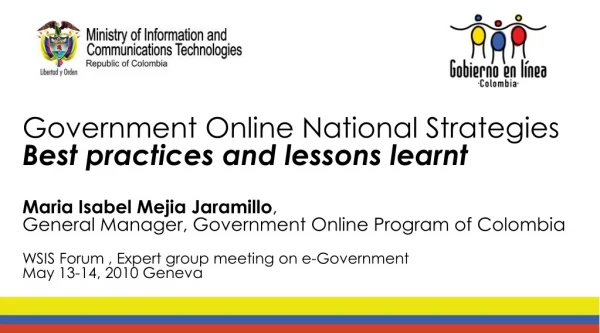 Government Online National Strategies Best practices and lessons learnt