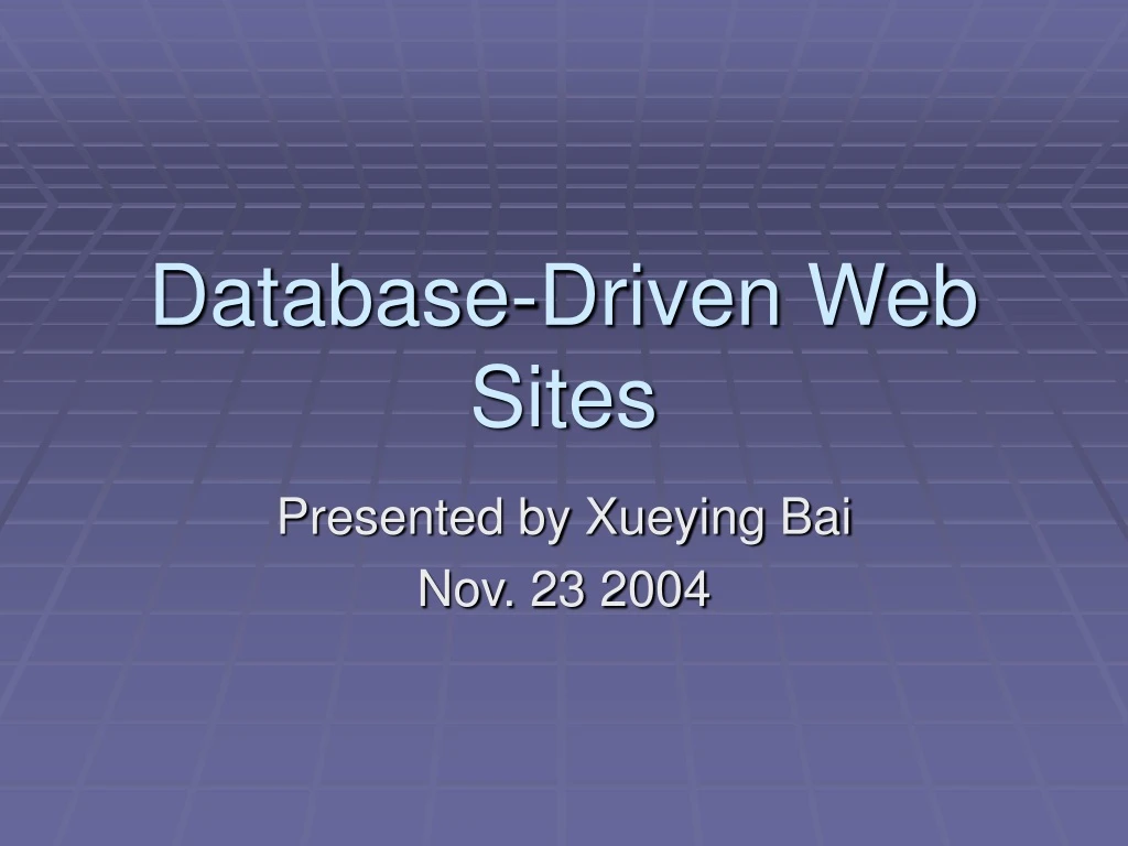 database driven web sites