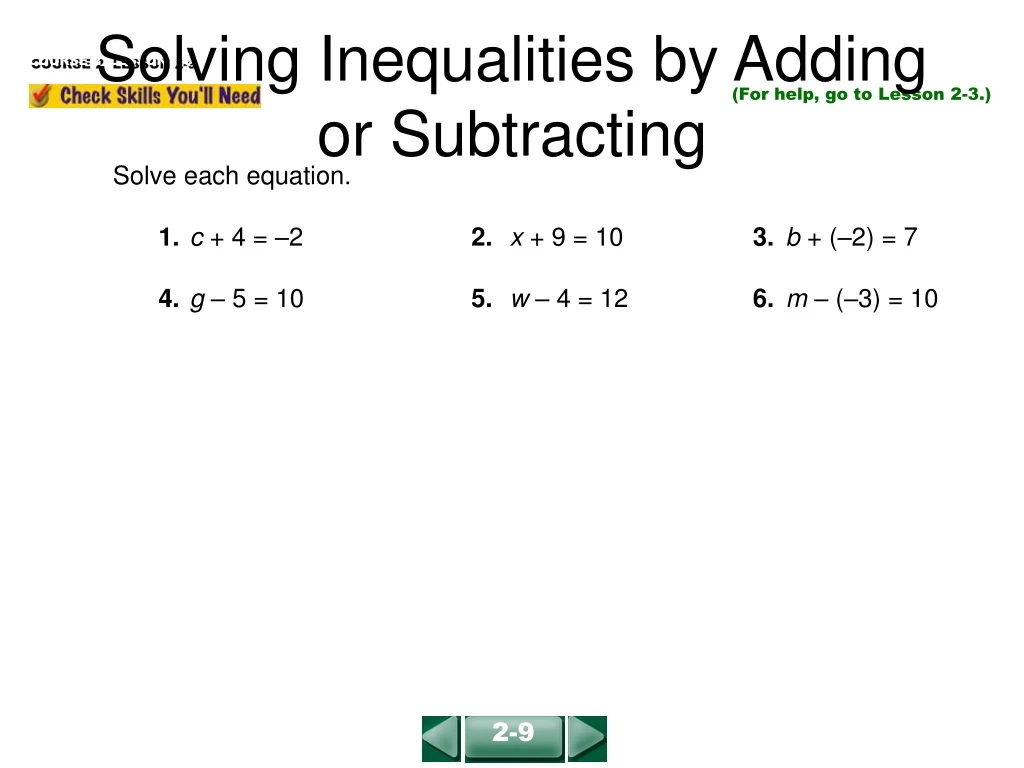 solving inequalities by adding or subtracting