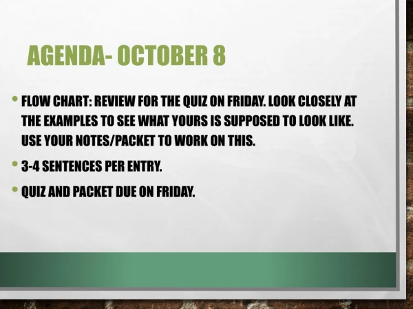 Agenda- October 8