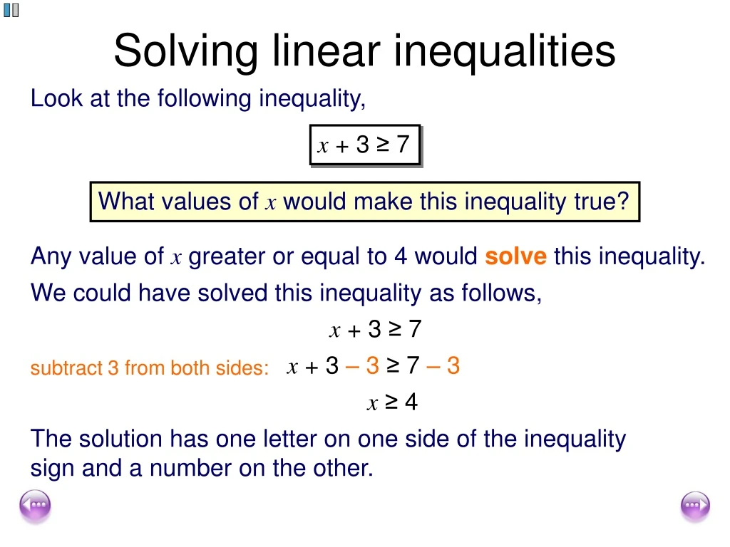 solving linear inequalities