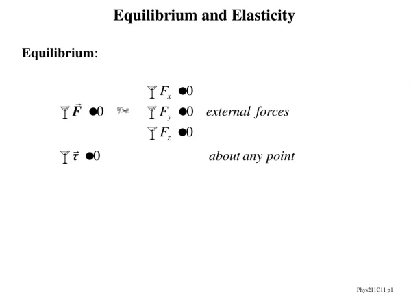 Equilibrium and Elasticity