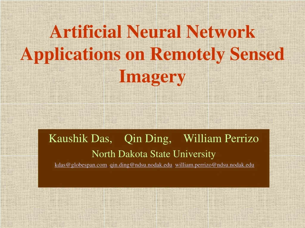 artificial neural network applications on remotely sensed imagery