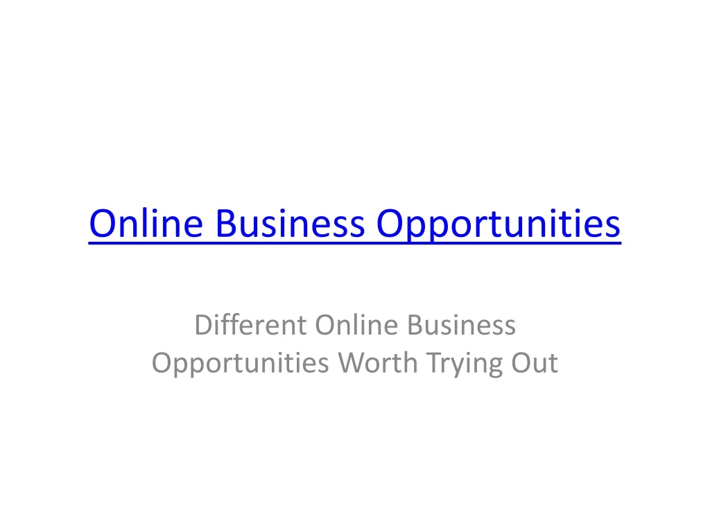 online business opportunities