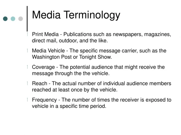Media Terminology