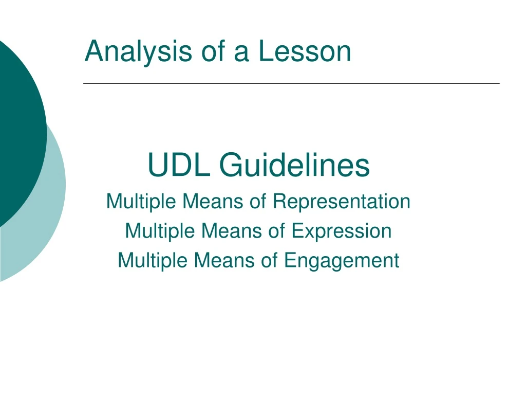 analysis of a lesson