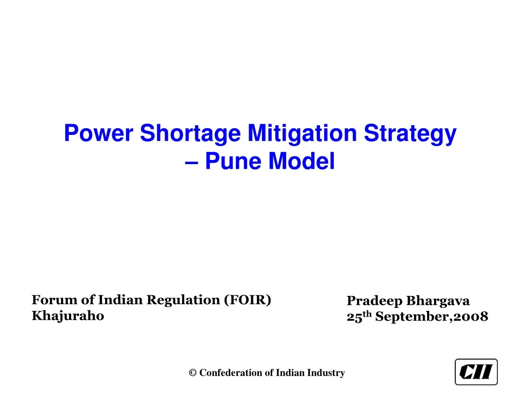power shortage mitigation strategy pune model