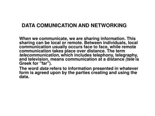 DATA COMUNICATION AND NETWORKING