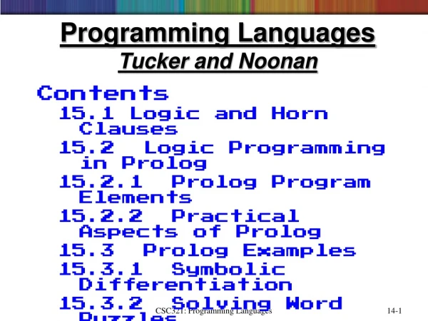 Programming Languages Tucker and Noonan
