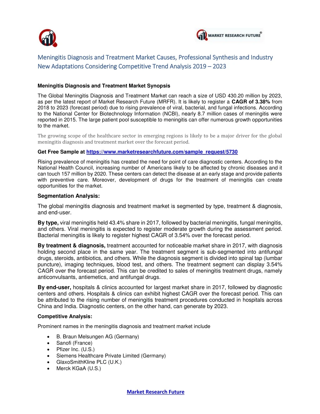 meningitis diagnosis and treatment market