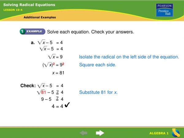 Solve each equation. Check your answers.