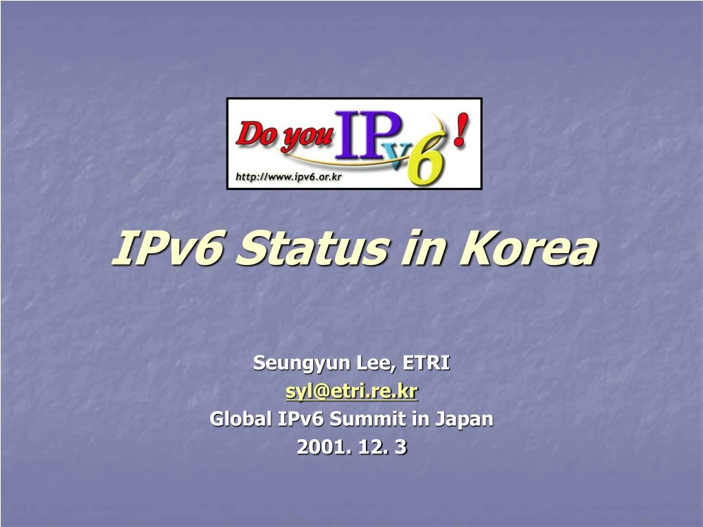 ipv6 status in korea