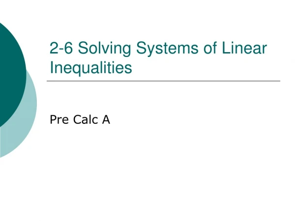 2-6 Solving Systems of Linear Inequalities