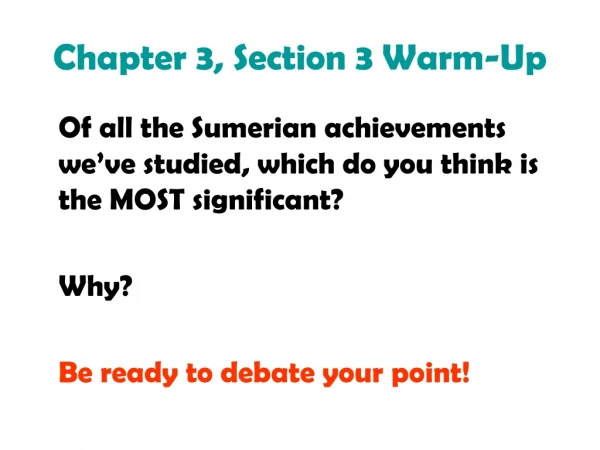 Chapter 3, Section 3 Warm-Up