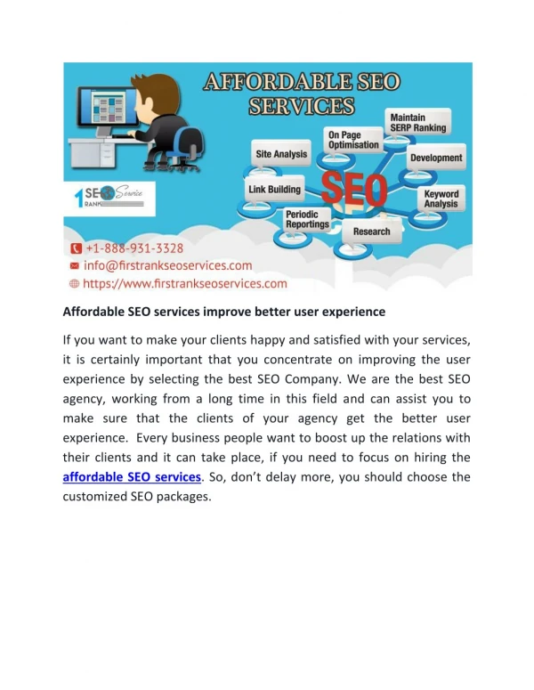 Affordable SEO services improve better user experience