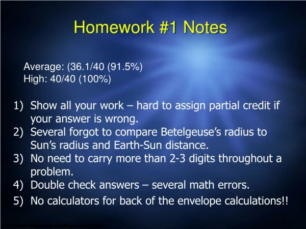 Homework #1 Notes