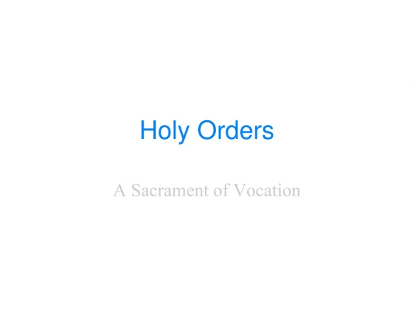 Holy Orders