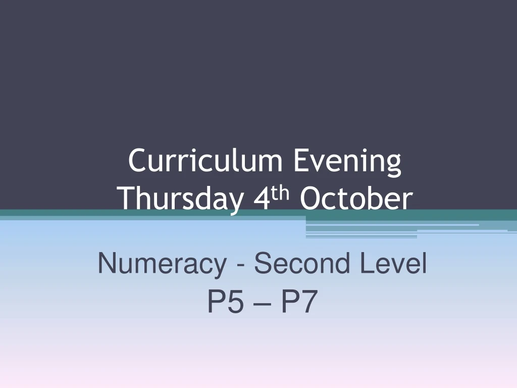 curriculum evening thursday 4 th october
