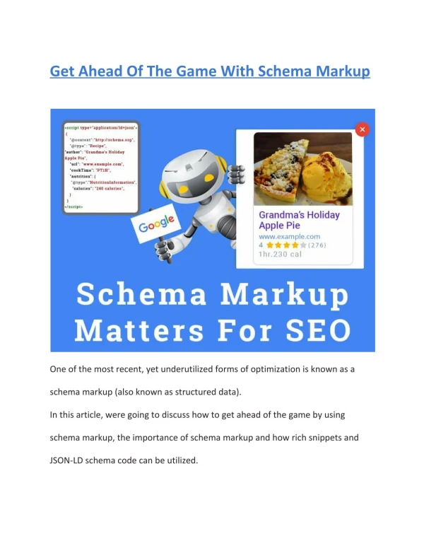 Get Ahead Of The Game With Schema Markup