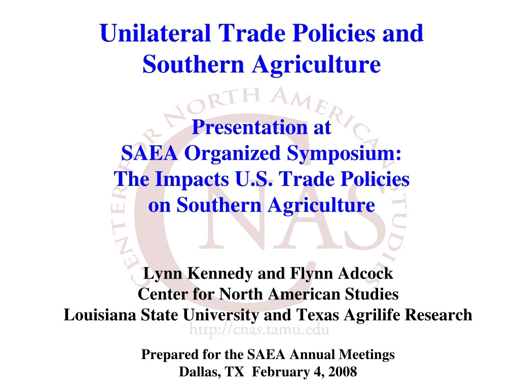 unilateral trade policies and southern