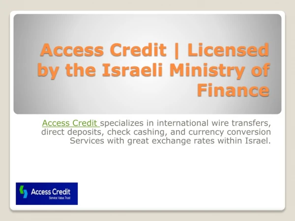 Access Credit | Licensed by the Israeli Ministry of Finance