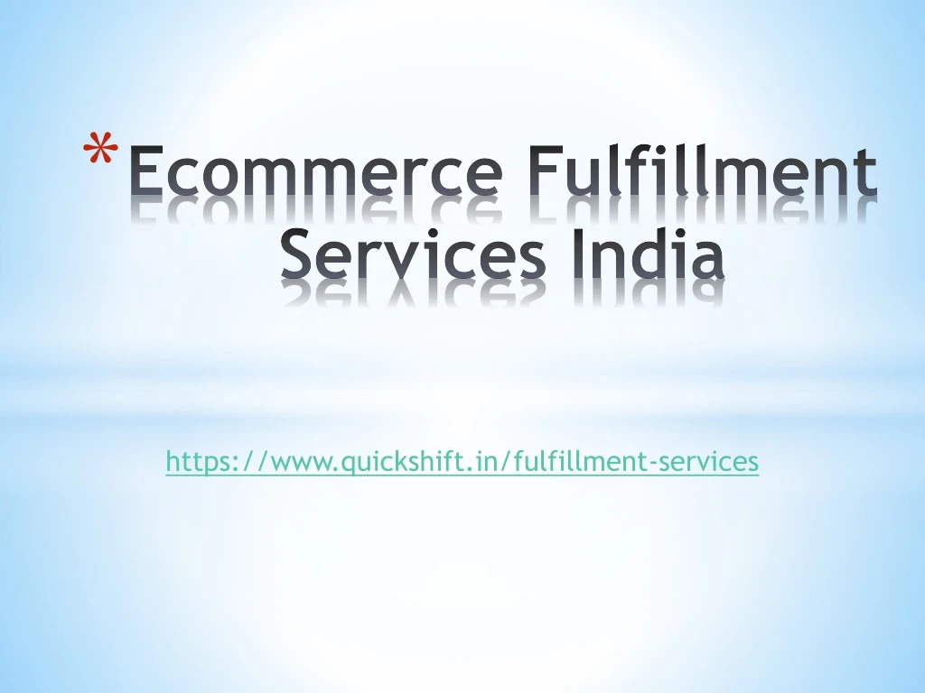 ecommerce fulfillment services india