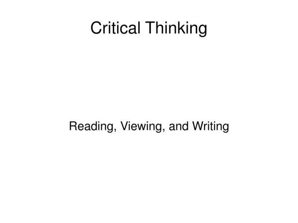 Critical Thinking