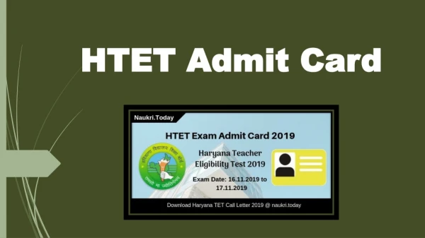 HTET Admit Card 2019 Download For Teacher Eligibility Test | Exam Date