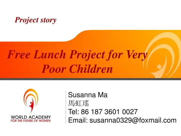 Feeding Poor Children: World Academy for the Future of Women