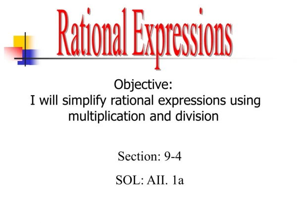 Section: 9-4 SOL: AII. 1a