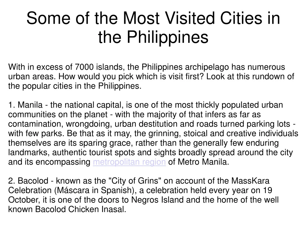 some of the most visited cities in the philippines