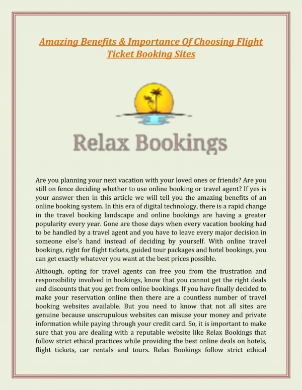 Amazing Benefits & Importance Of Choosing Flight Ticket Booking Sites