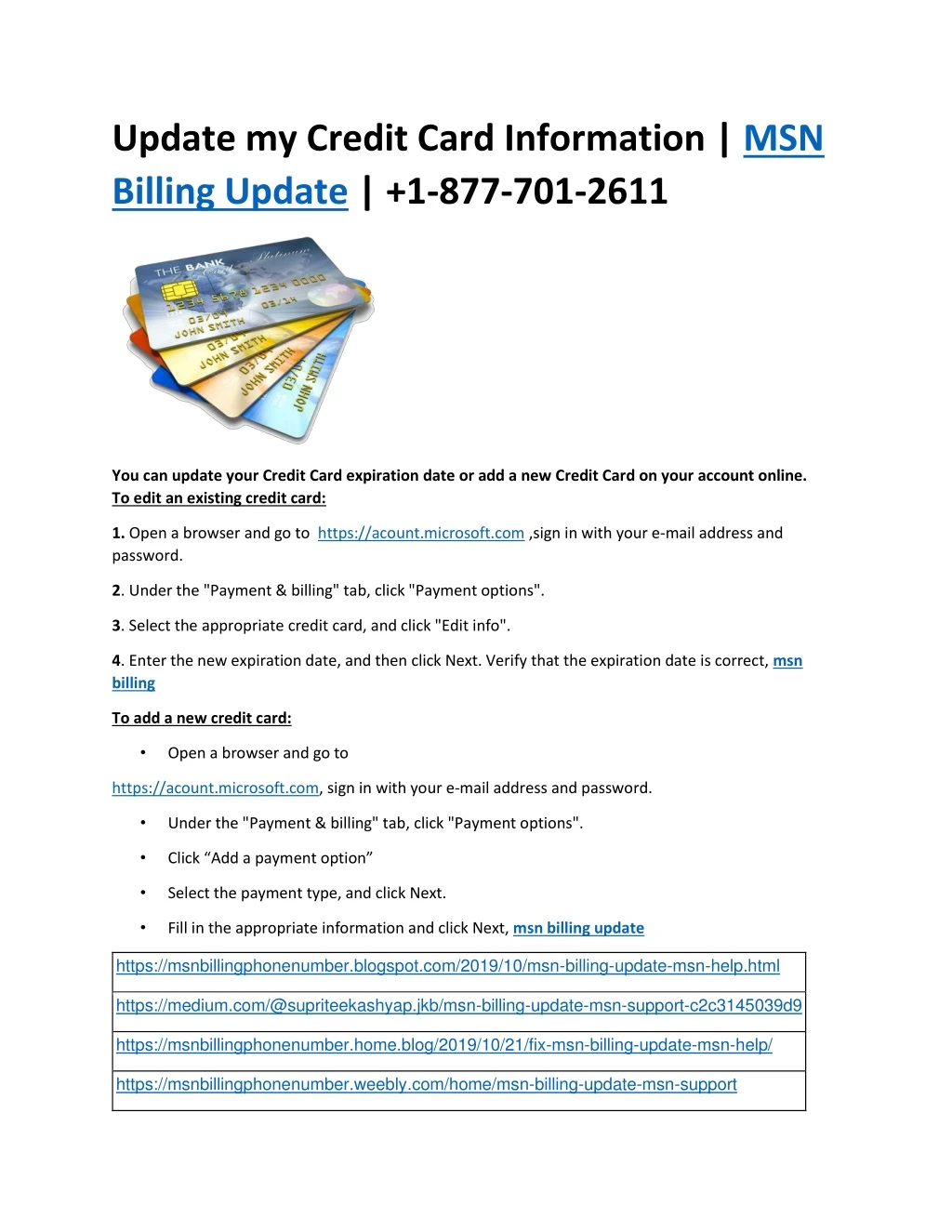 update my credit card information msn billing