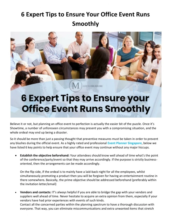 6 Expert Tips to Ensure your Office Event Runs Smoothly