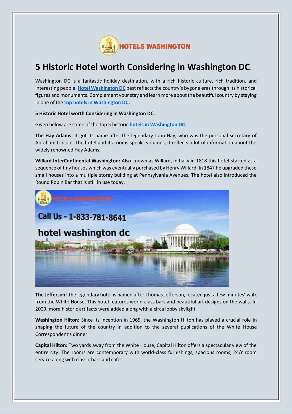 5 historic hotel worth considering in washington