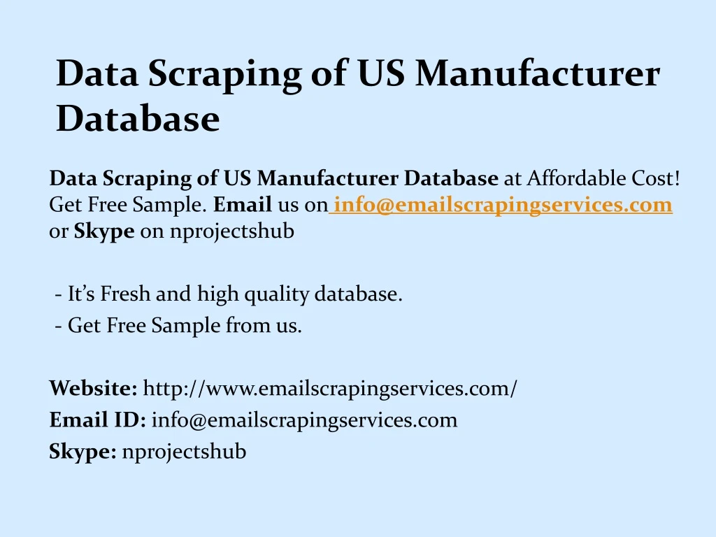 data scraping of us manufacturer database