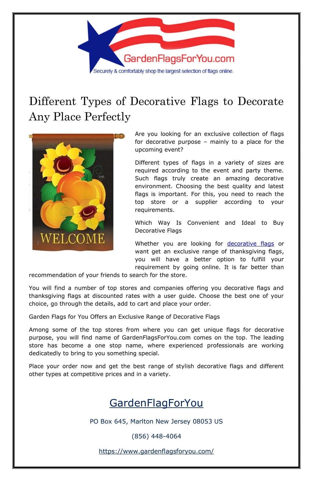 different types of decorative flags to decorate