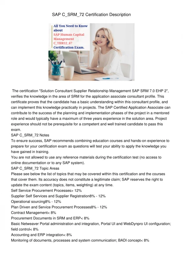 sap c srm 72 certification description