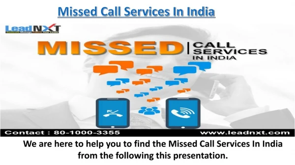 Missed Call Service In India