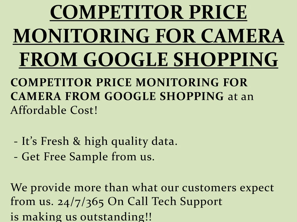 competitor price monitoring for camera from google shopping