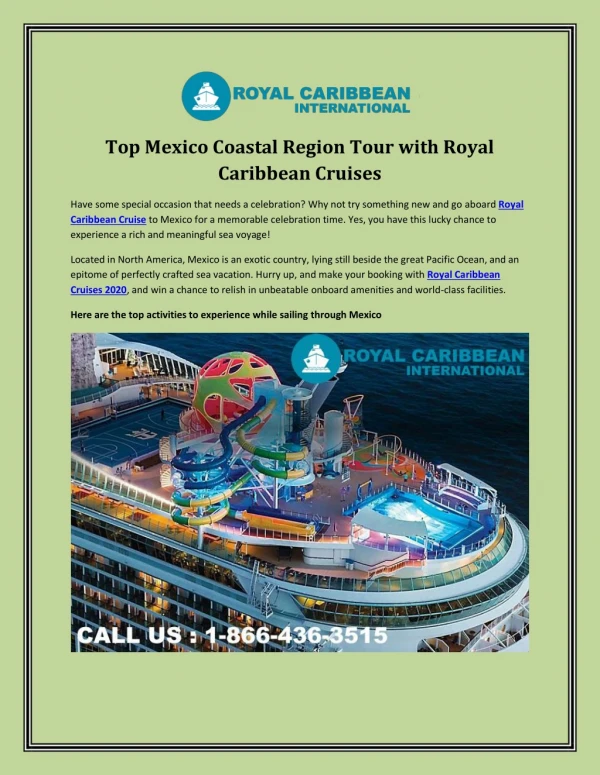 Top Mexico Coastal Region Tour with Royal Caribbean Cruises