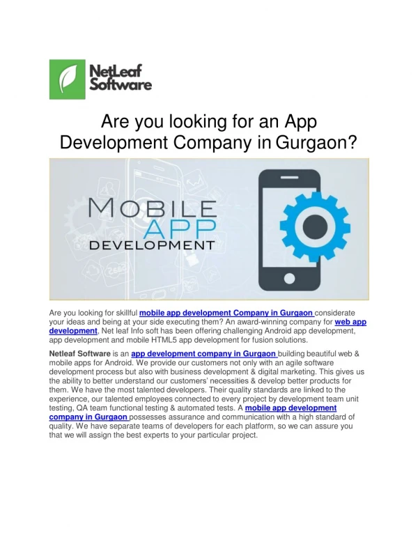 Are you looking for an App Development Company in Gurgaon?