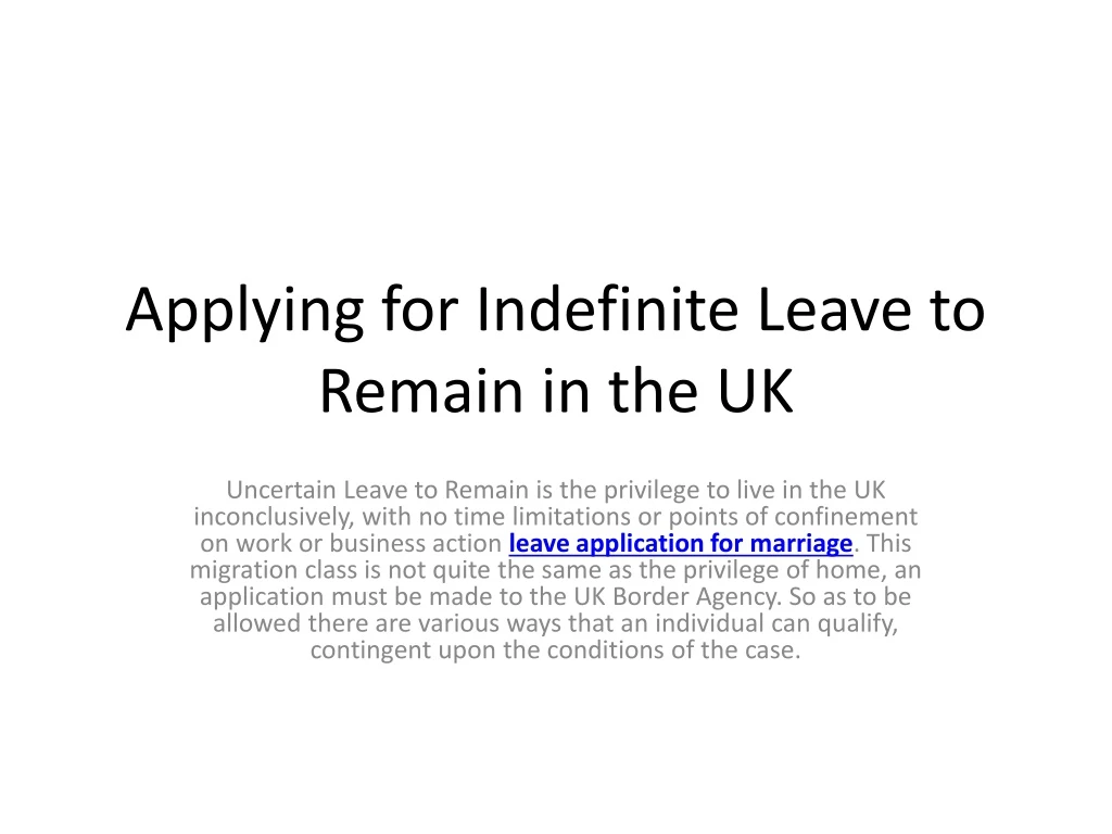 applying for indefinite leave to remain in the uk