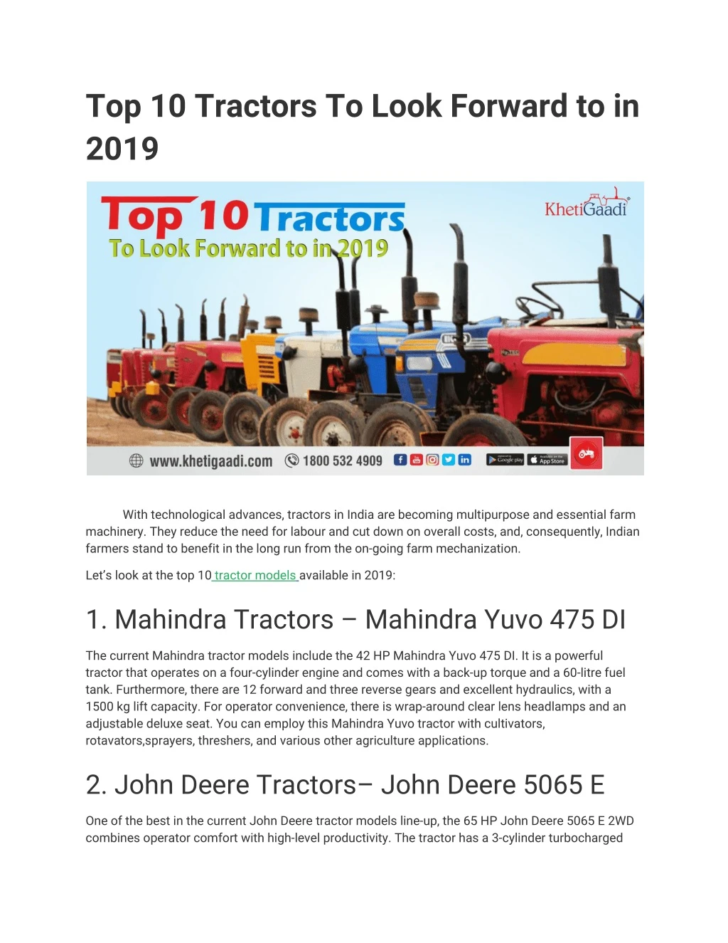 top 10 tractors to look forward to in 2019