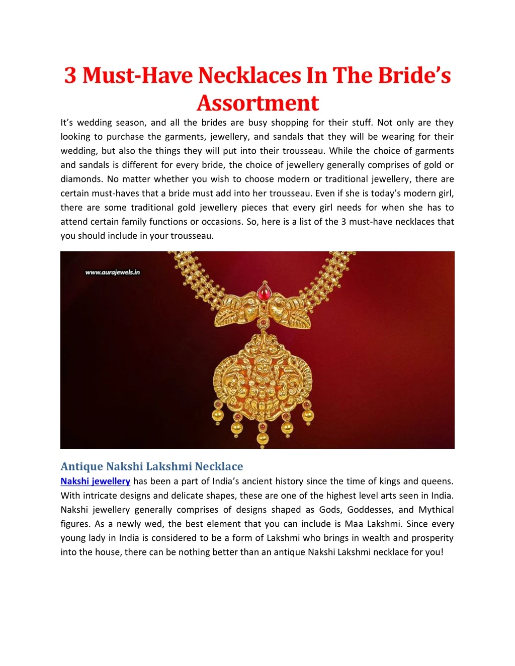 3 must have necklaces in the bride s assortment