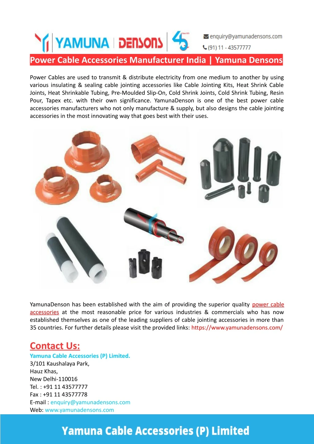 power cable accessories manufacturer india yamuna