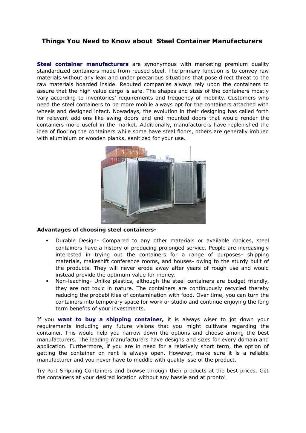 things you need to know about steel container